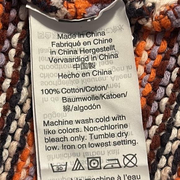 MADEWELL Arden V-Neck Crop Pullover Sweater in Stripe 100% Cotton Size Small - Picture 11 of 12